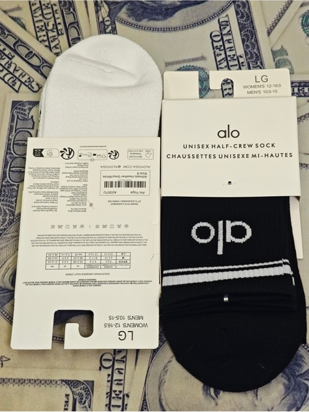 ALO Yoga Unisex Half-Crew Athletic Socks - Black with White Logo
